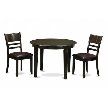 East West Furniture 3 Piece Kitchen Table Set-Small Table and 2 Kitchen Chairs BOLY3-CAP-LC